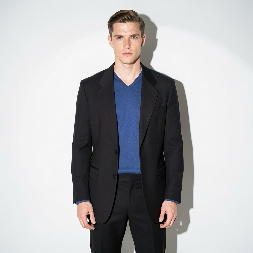 SAVILE ROW BLACK WOOL BLAZER JACKET GOLD BUTTONS MEN'S